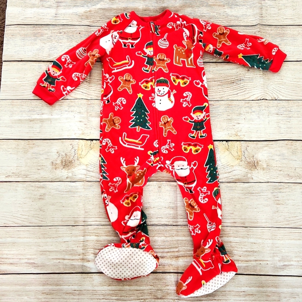 2t PJ Place Christmas fleece zip up pajamas